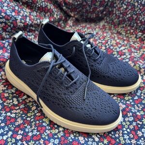 Cole Haan Navy Malorie Textile Wing Tip Oxford W/ Shoes for Crews Soles.